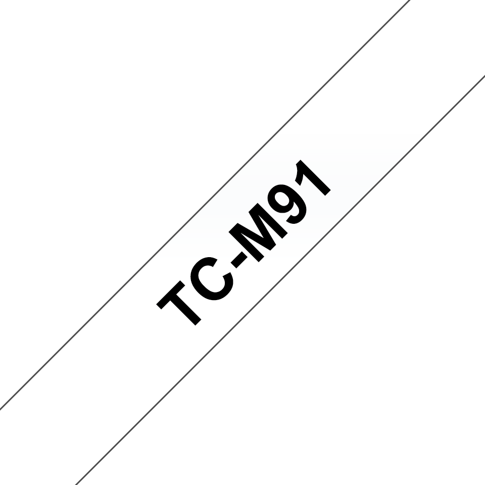 Bandă de etichete laminată adezivă standard Brother TCM91 negru pe transparent – 9mm lățime